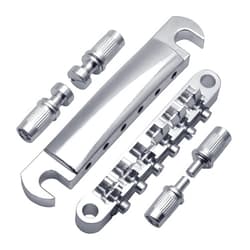 SAPHUE A Set of String Saddle Tune-O-Matic Bridge and Tailpiece with Studs for GB LP Style Electric Guitar (Chrome)