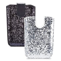 LUVI Fusicase [2 Pack Credit Card Holder for Back of Phone Glitter Card Wallet Stick with Card Slot PU Leather Pocket Pouch Sleeve with Bling Sparkle Shiny Design Cute Sticker Wallet for Phone Case