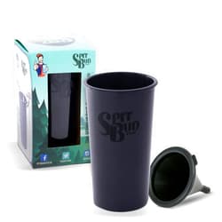 Spit Bud Original Black The Ultimate Spittoon for Chew - Portable Dip & Snuff Cup with Lid, Pop Tab, Spill-Proof Funnel - Fit in Cup Holders - Holds 8oz - Made in USA