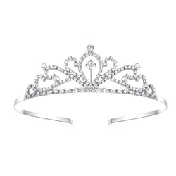 Lovelyshop Handmade Rhinestone Waterdrop Tiara for Wedding Prom Birthday Pageant -Silver