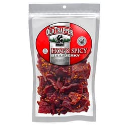 Old Trapper Beef Jerky, Hot & Spicy 8 Ounce Individual Pack, Tender and Spicy Meat Snacks for Lunches or Between Meals, 11 Grams of Protein and 70 Calories per Serving (Pack of One)
