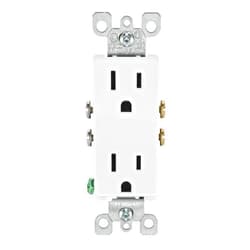 Leviton 5325-WMP 15 Amp, 125 Volt, Decora Duplex Receptacle, Residential Grade, Grounding, 10-Pack, White