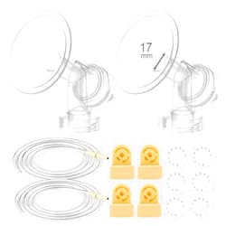 Maymom Breast Pump Kit Compatible with Medela Pump in Style Pumps; 2X Breastshields, 4 Valves, 6 Membranes, & 2 Pump-in-Style Tubing; (17 mm)