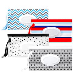 PandaEar 4 Pack Baby Wipe Dispenser, Refillable Baby Wipe Holder Bag Portable Wipes Container Reusable Wet Wipe Pouch