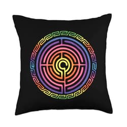 SPIRITUAL SIGNS AND SYMBOLS by yuma Maze, Protection Symbol, Magic, Indians, Mythology, Circle Throw Pillow, 18x18, Multicolor