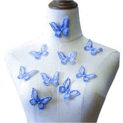 LITTLE PANDADA 10PCS Butterfly Lace Applique Organza Embroidery Double Layers Butterfly Patches Sewing for Craft Projects (Pale Blue)…