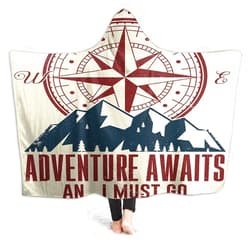 Moslion Adventure Awaits Hooded Blanket Mountain Vintage American Compass Inspirational Quote Forest Park 40x50 Inch Wearable Blanket Hoodie Soft Warm Comfy Plush Hooded Blanket for Boys Girls 50*40 A05