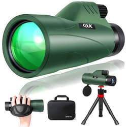 OXK Optics 12x56 High Power Monocular Telescope with Tripod Bag, Lightweight Monoculars for Adults with BAK4 Prism & FMC Lens, Suitable for Bird Watching Camping - Green 【No Adapter】