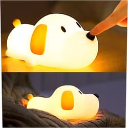 HAPPYBAG Kids Night Light,Cute Soft Silicone Dog Lamp Dimmable Nursery Portable Puppy Kawaii Lamps,Bedside Lamp for Baby and Toddler,Boy Girls
