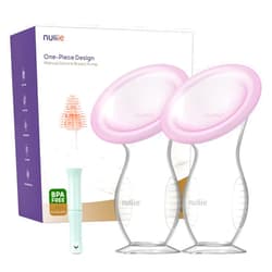 Nuliie 2PCS Silicone Manual Breast Pump with Leak-Proof Lid & Suction Cup, 4oz/120ml BPA-Free, Wearable Hand Pump Breastmilk, Breast Milk Collectors for Breastfeeding Essentials