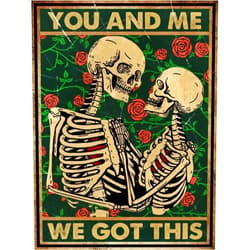 mrpwnle Diamond Painting Kit for Adults, Skeleton Rose Diamond Art Kit for Adults, Skeleton Diamond Painting Kit, Round Full Drill 5D Gem Art DIY Crafts Kit for Home Wall Decor Gift 12x16in