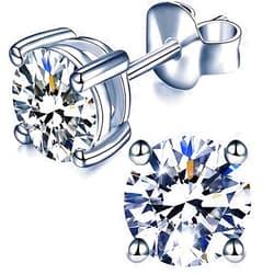 YODEWA 1/2/3ct Moissanite Stud Earrings for Women 925 Sterling Silver Hypoallergenic Flat Back 1 Pair DEF Color Lab Created Brilliant Round Moissanite Earrings