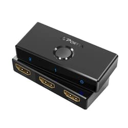 Portta HDMI Switch 4K 60Hz, PORTTA Bi-Directional HDMI 2.0 Switcher 2 in 1 Out Splitter 1 in 2 Out hub HDR HDCP2.3 for Blu-ray Xbox PS4/5 HDTV Monitor (Support 1 Display at a Time)