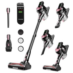 Trucozie Cordless Vacuum Cleaner, 40Kpa 45Mins Vacuum Cleaners for Home, 8-in-1 Lightweight Stick Vacuum with Powerful Suction, Anti-tangle Wireless Vacuum for Carpet, Tile, Pet Hair, Hardwood Floors, Black