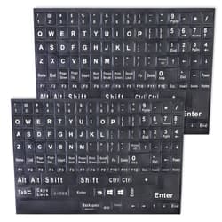 Salbsever 2 Pack Universal English Computer Stickers, Keyboard Replacement Letters English Stickers Big Matte English Alphabet Full Set Computer Black Background with White Letteringfor Laptop Desktop