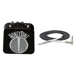 Danelectro Honeytone N-10 Guitar Mini Amp and Hosa GTR-205R 5' Guitar Cable Bundle