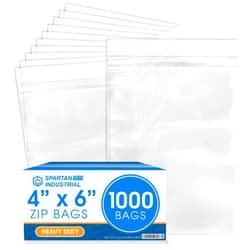 Spartan Industrial - 4” X 6” (1000 Count) 4 Mil Thick Clear Reclosable Zip Plastic Poly Bags with Resealable Lock Seal Zipper - Heavy Duty and Durable