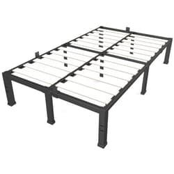 ROIL 18 inch Full Size Bed Frames with Wood Slats - 3500lbs Heavy Duty No Box Spring Needed Platform, Mattress Stoppers Double Metal Noise Free Bedframe with Headboard Hole