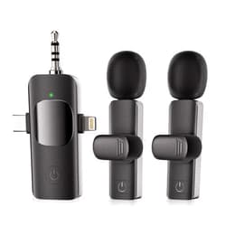 YFIXQNSU Professional Wireless Lavalier Mini Microphone - Microphone for Iphone/ Android/ Camera, 3 in 1 Cordless Mic Smart Noise Reduction Crystal Clear Sound Quality, Plug-Play, Suit for Video Podcast