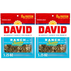 DAVID SEEDS Roasted and Salted Ranch Jumbo Sunflower Seeds, 5.25 oz (Pack of 2)