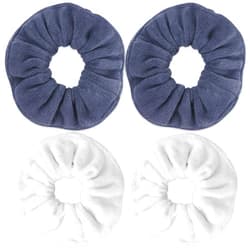 IVARYSS Super Towel Scrunchies for Drying Hair, Absorbent and Soft Microfiber for Frizz Free, Large Thick Ponytail Holder Wet Hair Accessories for Women and Girls, 4 PCS (White Grey)