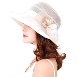 PENINSULA LOVE Women Organza Church Cloche Hat Bowler Bucket Hat Bowknot Sun