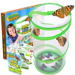 Nature Bound Butterfly Growing Kit - Live Caterpillar to Butterfly Project for Kids - Includes Voucher for Caterpillars, Green Pop-Up Enclosure, and STEM Learning Guide