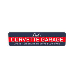 Lizton Sign Shop Metal Chevy Sign Personalized Name Corvette Garage Aluminum Wall Decor for your mancave, parking space, car port - Blue, Rectangle Decorative Plaque - 9