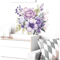 Sacinora Purple Rose Daisy Flower Wall Stickers, sacinora Watercolor Romantic Floral Art Wall Decals Removable Vinyl Peel and Stick for Living Room Bedroom Nursery Sofa TV Background Decorations