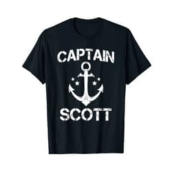 Custom Yacht Sailor Christmas Hat Skipper For Men CAPTAIN SCOTT Funny Birthday Personalized Name Boat Gift T-Shirt