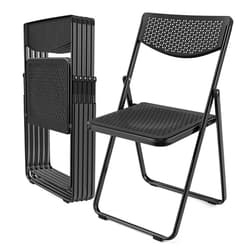 VINGLI Plastic Folding Chairs, Comfortable Foldable Chair with Breathable Mesh Seat and Sturdy Metal Frame 350lbs Capacity for Indoor and Outdoor Use, Party, Event, Office, Dining, Black, 6 Pack