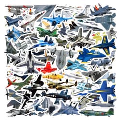 Aoinqx 60pcs Fighter Plane Stickers, Cool Warplane Stickers,Party Favor and Supplies, Military Aircraft Stickers for Teens Boys Men Laptop Water Bottles Helmet Luggage Phone Skateboard Bike Bumper
