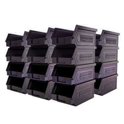 Storage Compat 24 Pack Plastic Storage Bins, Hanging, Stackable, Storage Organizer Bin for Warehouses, Workshops 7-Inch x 4-Inch x 3-Inch, Black