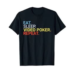 BizzyflyUSA Eat Sleep Video Poker Repeat Funny Vegas Slots Men's Women's T-Shirt