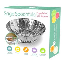 Sage Spoonfuls Baby Food Steamer Basket, Stainless Steel, Collapsible Steamer Basket for Baby Food, Vegetables & Fruit, Dishwasher Safe, Baby Food Cooker