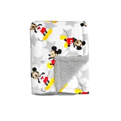 Disney Cudlie Baby Boy Mickey Mouse MNK/Sherpa Blanket with Super Star Print