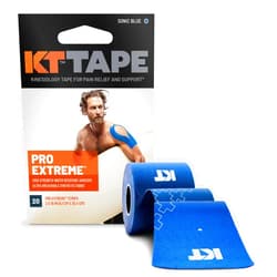 KT Tape Pro Extreme Therapeutic Elastic Kinesiology Sports Tape, 20 Pre Cut 10 inch Strips, 100% Synthetic Water Resistant Breathable, Pro & Olympic Choice, Sonic Blue