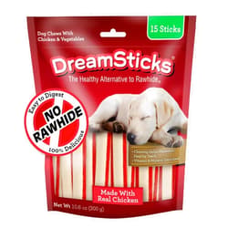 DreamBone DreamSticks With Real Chicken Chews For Dogs, 15 Count, These Easy-to-Digest Rawhide-Free Chews are a Dog’s Favorite Distraction
