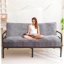 YOSHOOT 6 Inches Futon Mattress Full Size, Thick Futons Sofa Bed Couch, Floor Mattress for Adults, Shredded Foam Filling(Frame Not Included), Medium Firm, Grey, 54x75 Inch