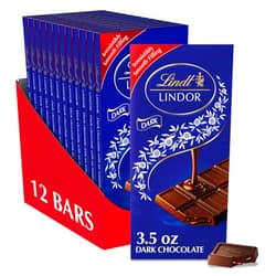 Lindt LINDOR Dark Chocolate Truffle Bar, Chocolate Candy Bar with Smooth Center, 3.5 oz. (12 Pack)