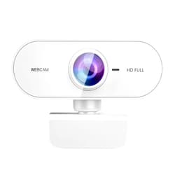 FWV Webcam 1080P HD,Web cam with Microphone, Noise Cancellation, Wide-Angle Lens, Auto Light Correction, Plug & Play USB Webcam for Laptop, Desktop, PC, Mac, Zoom, Skype, Streaming,White