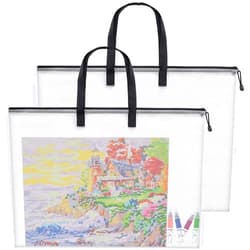 GREBSTK 2 Piece Large Posters Art Portfolio Bag 28 x 20 Inch Poster Storage Bag Board Holder with Handle and Zipper Organizer Transparent Bag for Posters, Poster Board, Painting, Bulletin Boards