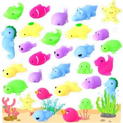 POKONBOY 30 Pcs Squishies Mochi Toys, Mini Kawaii Squishy Sea Animals Squeeze Stress Relief Toys Easter Basket Stuffers Christmas Birthday for Kids