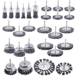 Rocaris 28 Pcs Carbon Steel Wire Wheel Brush for Drill Set, Cup Brush, Wheel Brush & Pen Brush Set with 1/4-Inch Shank for Rust Removal/Corrosion/Paint and Scrub Surfaces, Brush Drill Attachment Set
