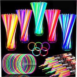 TURNMEON 500 Pack Glow Sticks Bulk Party Pack Glow In The Dark Easter Eggs Party Supplies Glow Sticks Necklaces Bracelets with Connectors 8