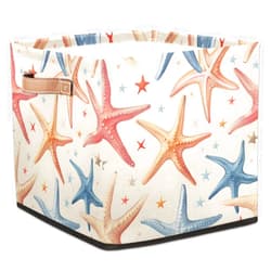 TropicalLife 13x13x13 Inch Ocean Starfish Large Fabric Storage Cubes, Collapsible Cube Storage Bins Organizer Boxes Cube Baskets for Organizing Closet Shelves