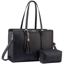 LOVEVOOK Laptop Tote Bag for Women,15.6 inch Canvas Leather Computer bag with Clutch Purse for Business, Travel, Casual