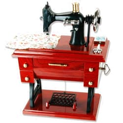 Artyea Vintage Mini Sewing Machine Style Plastic Music Box Table Desk Decoration Toy Gift for Kid Children, brown