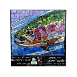 SUNSOUT INC - Stained Glass Rainbow Trout - 1000 pc Jigsaw Puzzle by Artist: Cynthie Fisher - Finished Size 23