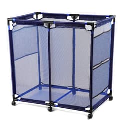 JEFEE Pool Storage Bins Rolling Pool Safety Storage Cart Pool Noodles Organizer with Nylon Mesh for Pool Floats, Balls, Poll Toy Storage, Large Capacity Storage Bins 37.2